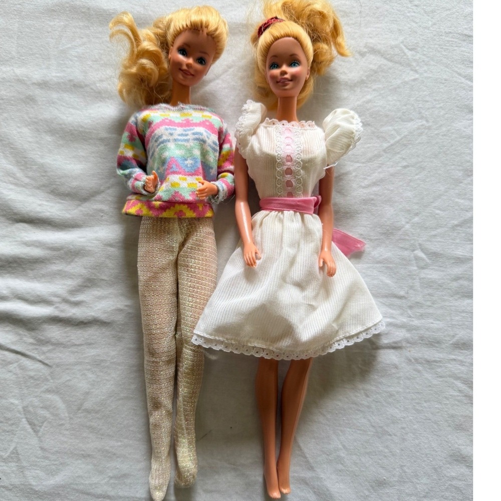 Vintage 1980's Mattel Barbie Dolls Set of 2 Blonde My First Barbie